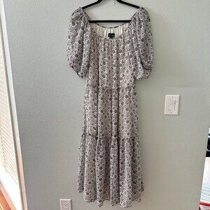 Lucy Paris Midi Peasant Tiered Dress Women's SMALL Boho Floral